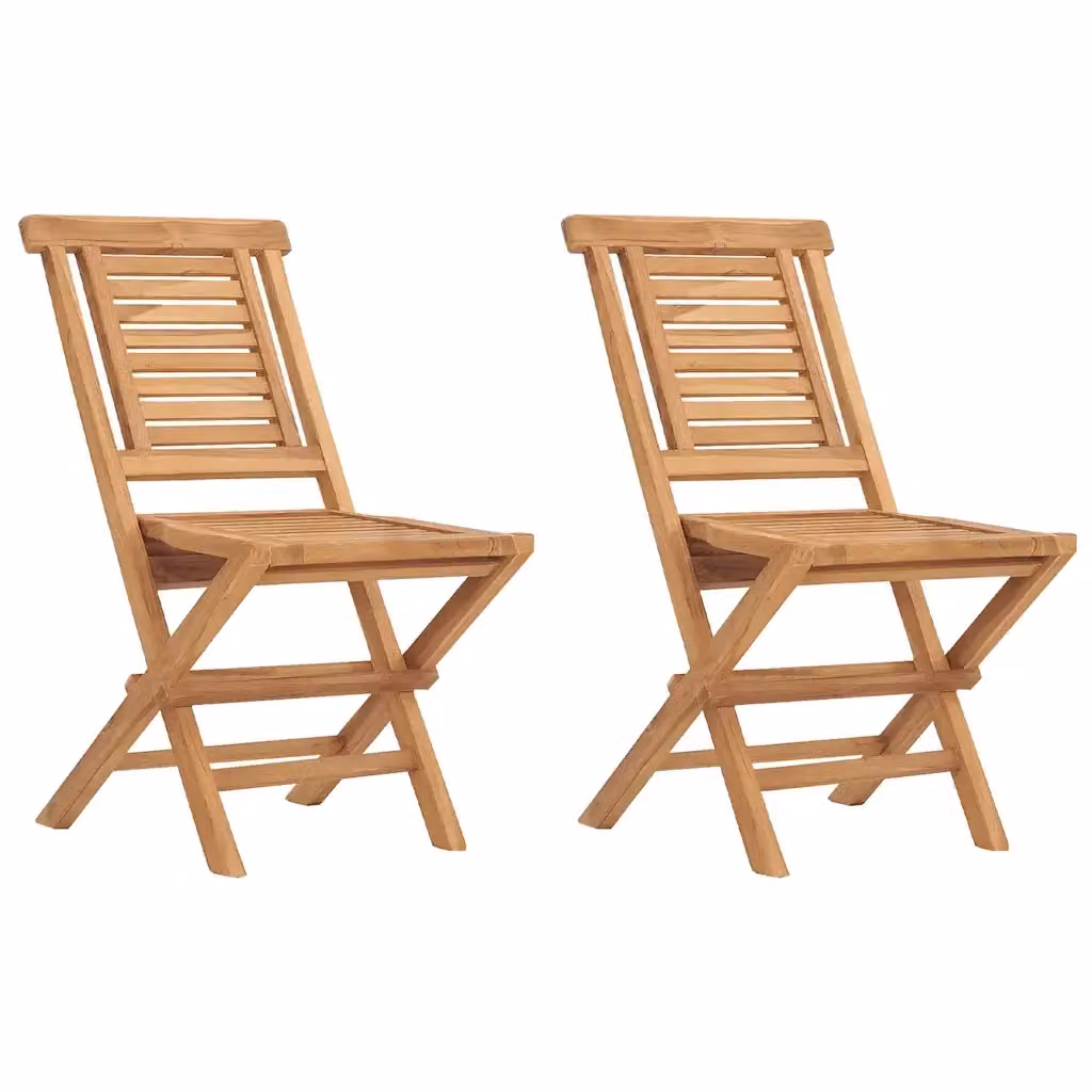 Set di 2 sedie pieghevoli vidaXL in legno di teak oliato marrone L/P/H: 47 x 63 x 90 cm – 2
