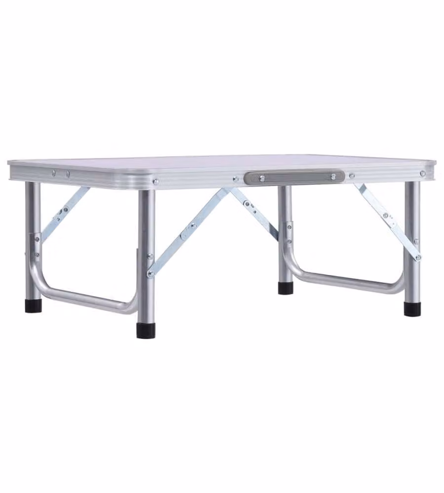 Tavolo Pieghevole da Campeggio Bianco in Alluminio 60x45cm