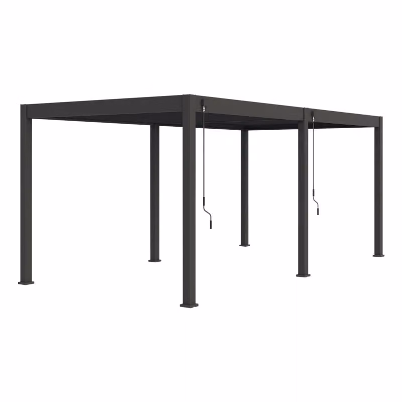 Pergola bioclimatica autoportante Ombréa VS colore Antracite L: 6 m, P: 3 m – 2