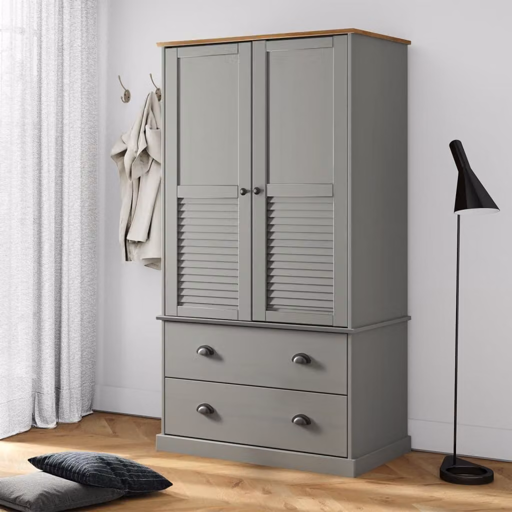 vidaXL Armadio VIGO Grigio 90x55x176 cm in pino massiccio - Armadio - Armadi - Guardaroba - Armadio in legno
