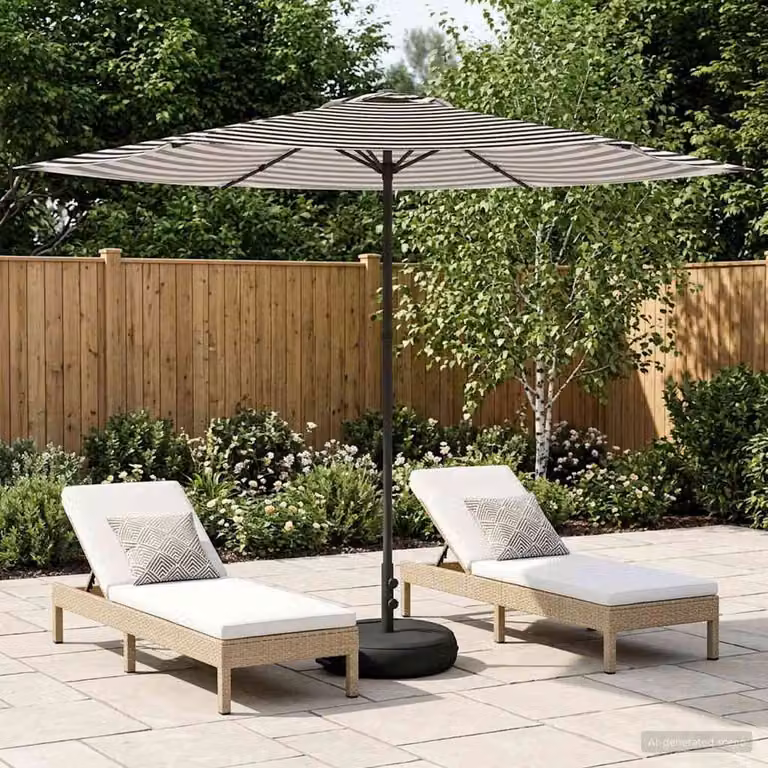 vidaXL Parasole da Giardino con Base Rettangolare in Poliestere e Acciaio, L/P: 3 x 3 m