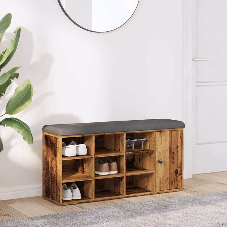 vidaXL Panca Porta Scarpe in Legno Antico Marrone e Grigio L 102 x P 32 x H 50 cm