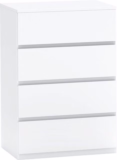 Cassettiera HOMCOM con 4 cassetti in legno bianco con cinture anti-ribaltamento L: 55 cm, P: 33 cm, H: 80 cm