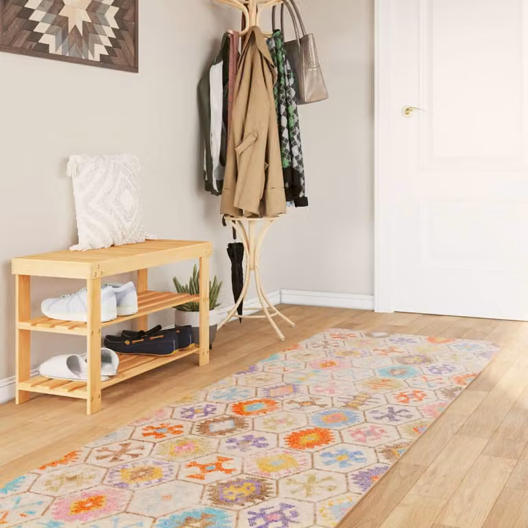 Tappeto moderno vidaXL multicolore con design geometrico, lavabile e fonoassorbente, L: 80 cm, P: 300 cm