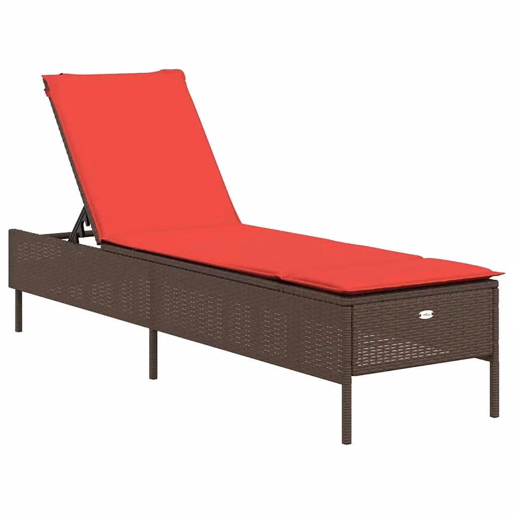 Lettino prendisole vidaXL in polyrattan marrone con cuscino regolabile e resistente alle intemperie – 2