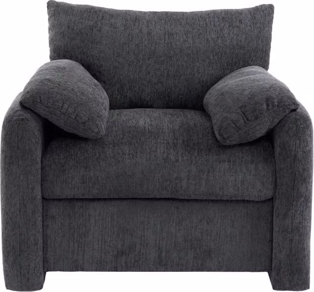Poltrona singola moderna in tessuto chenille con struttura in legno massello e ferro, 96x82x84 cm, colore a scelta per soggiorno e camera da letto