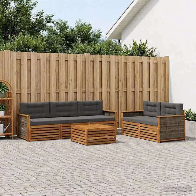 Set di divani da esterno 6 pz Naturale e Antracite 3383020