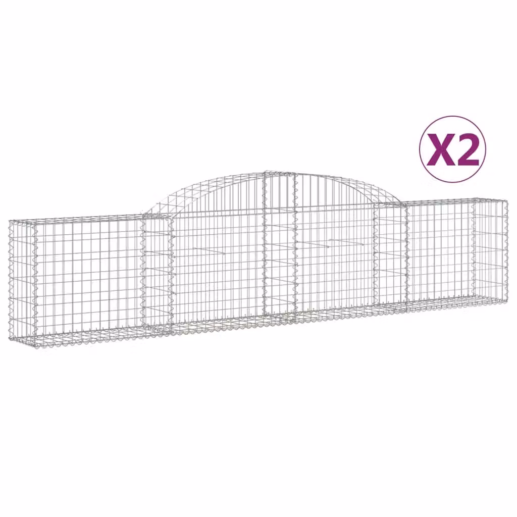 Cesti Gabbioni ad Arco 2 pz 300x30x60/80 cm Ferro Zincato