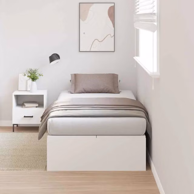 Letto con contenitore a sollevamento vidaXL in legno di pino bianco L/P/H: 200 x 100 cm