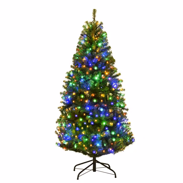COSTWAY Albero di Natale Artificiale con luci LED Albero di Natale illuminato 120 cm Verde