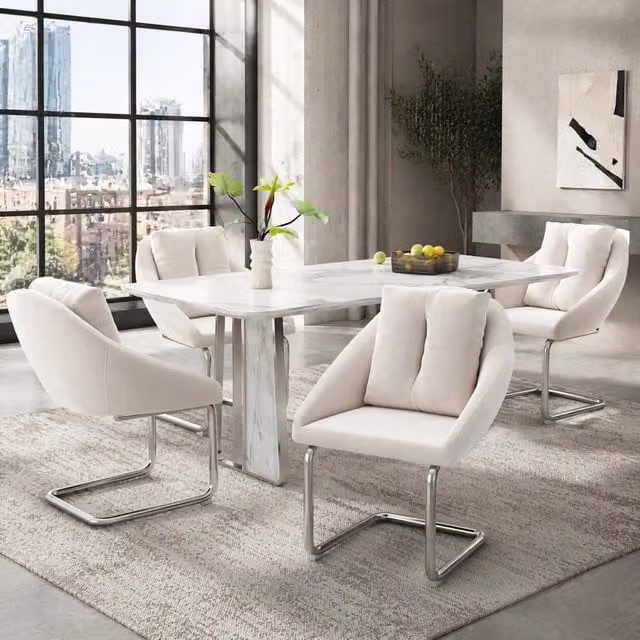 Set di 4 sedie da pranzo 82x59x65 cm in velluto beige con cuscino
