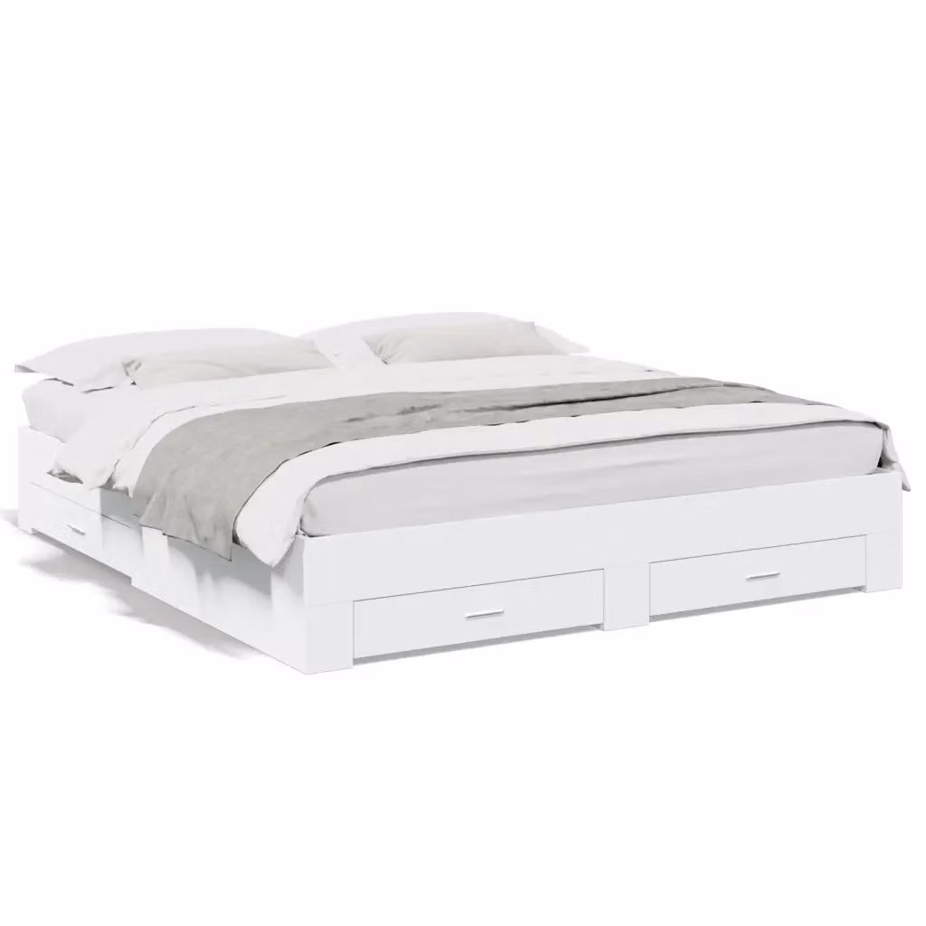 vidaXL Giroletto con Cassetti Bianco in Legno Multistrato 200x200 cm – 2