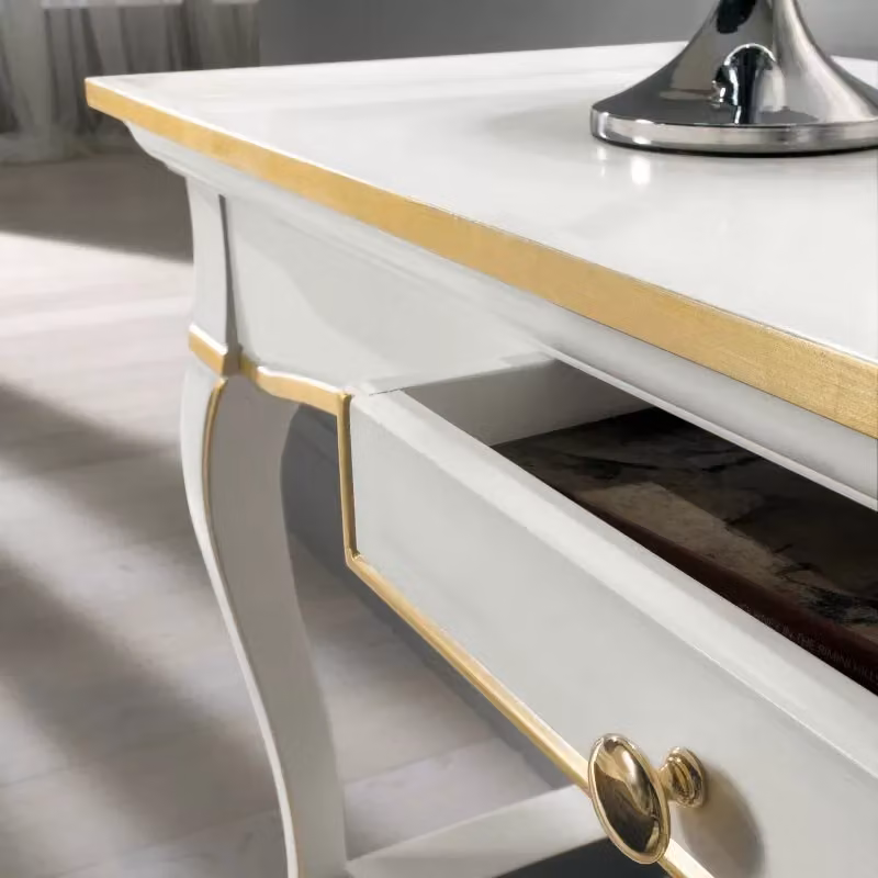 Consolle Shabby Chic in Legno con 1 Cassetto Bianco e Oro Mobili 2G L: 135 cm, P: 47 cm, H: 80 cm – 3