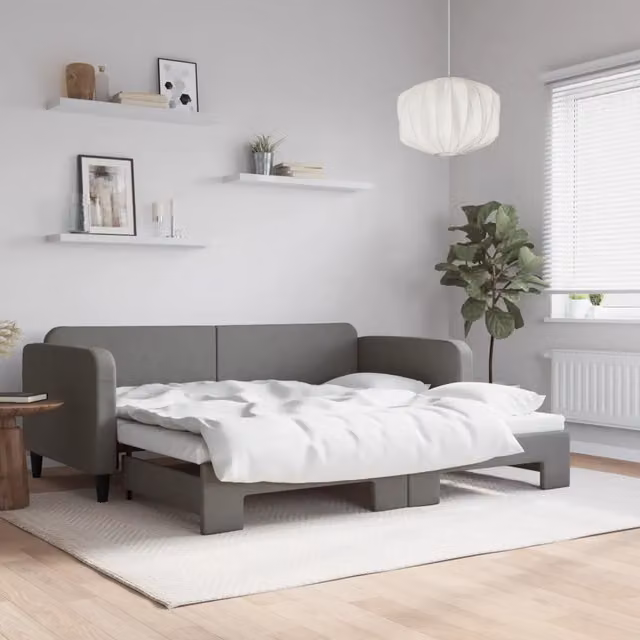 Divano Letto con Letto Estraibile vidaXL Grigio Scuro in Tessuto – 1