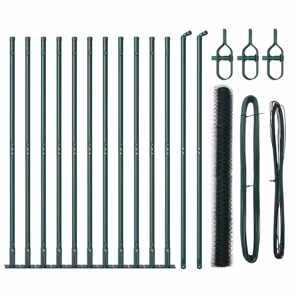 Recinzione esagonale vidaXL verde con base in cemento e rivestimento in PVC, L: 25 m, H: 1,6 m – 2