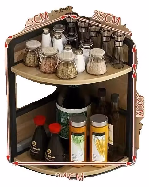 Scaffale angolare per cucina, design multifunzionale, costruzione robusta, 2 ripiani, 2 ripiani