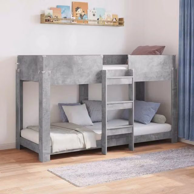 Letto a Castello per Bambini Grigio cemento 75 x 190 cm 3410542