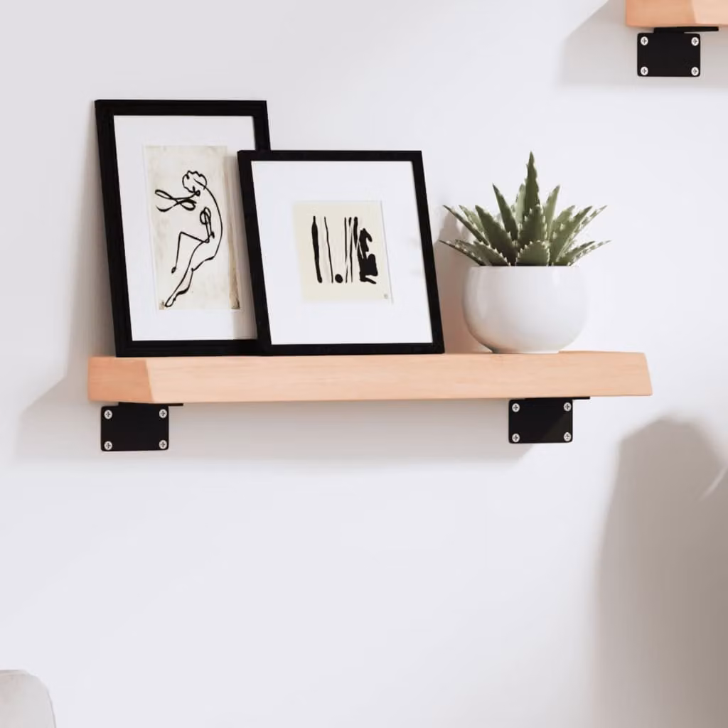 vidaXL Ripiano a Parete in Legno Massello di Rovere Non Trattato, Colore Marrone, L 40 cm x P 10 cm x H 4 cm