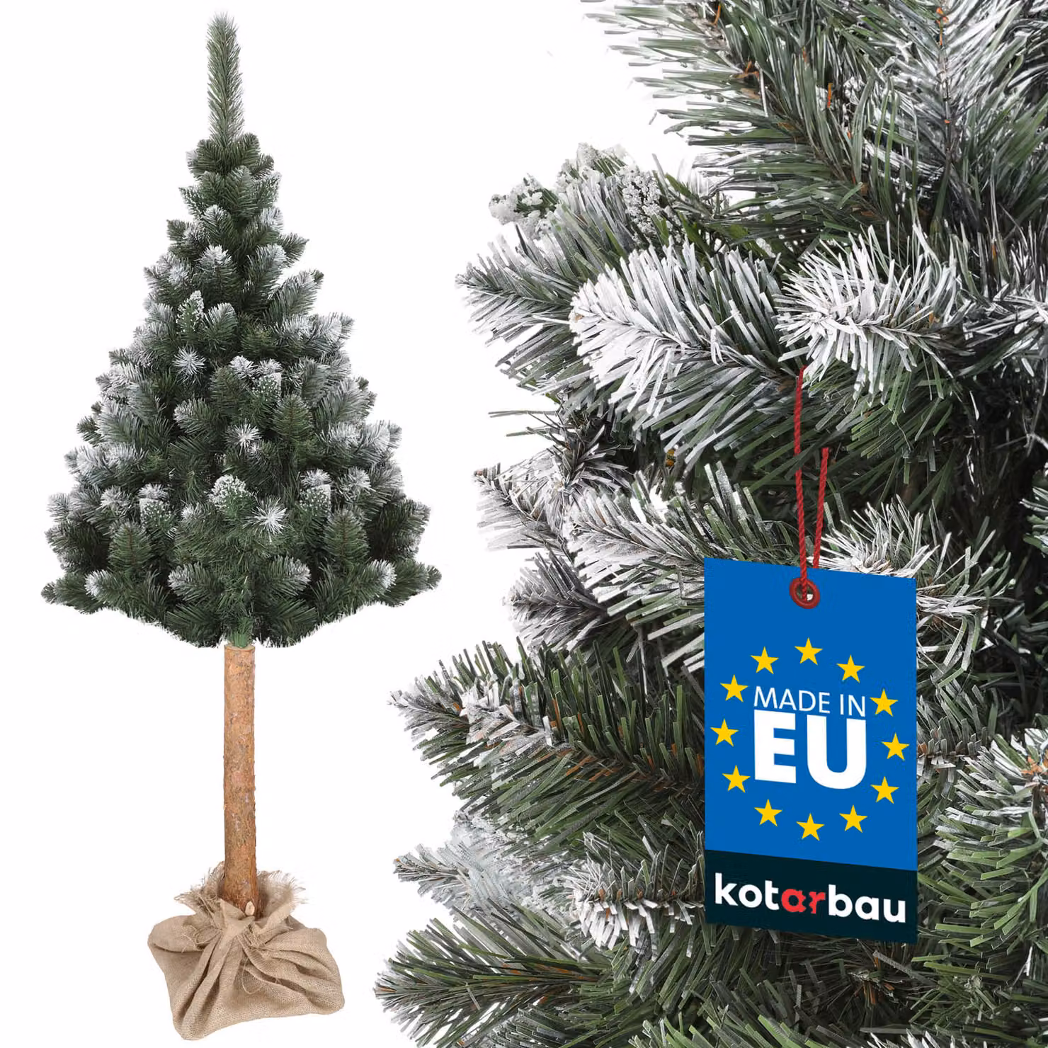 KOTARBAU® Albero di Natale Artificiale Neve 180 cm Diamante di pino su tronco di legno con supporto in plastica Albero di Natale Artificiale come un vero albero di Natale artificiale Albero di Natale Artificiale