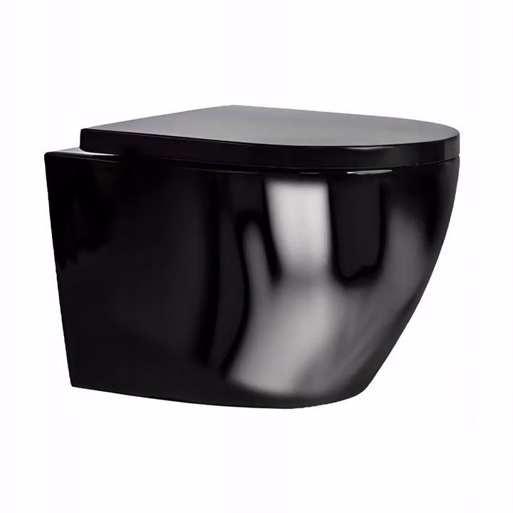 Elemento pre-murale in ceramica WC sospeso Unità di lavaggio con sedile soft-close WC Nero