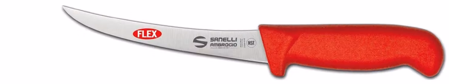 Coltello disosso curvo flessibile cm 15 rosso linea Supra di Sanelli Ambrogio