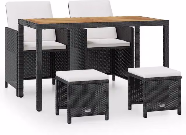 Set da Pranzo da Giardino 5 pz | Set Salotto da Giardino Polyrattan e Legno Acacia Nero