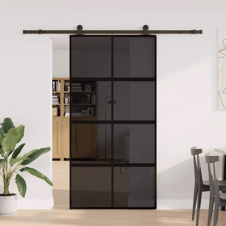 vidaXL Porta Scorrevole con Ferramenta Vetro Temperato Alluminio