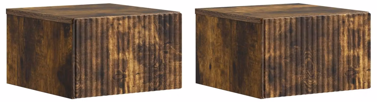 Mobiletto da notte a muro 2 pcs Rovere Fumo 33 x 34,5 x 20 cm