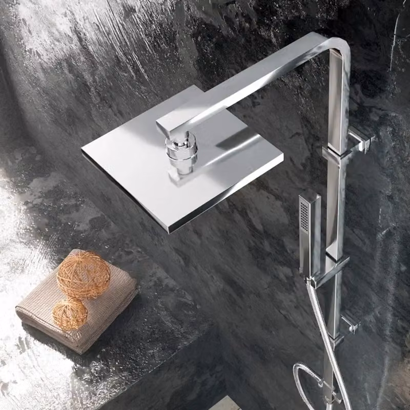 Colonna Doccia Rigida Idrobric con Doccino in Ottone e Finitura Cromo Argento – 2