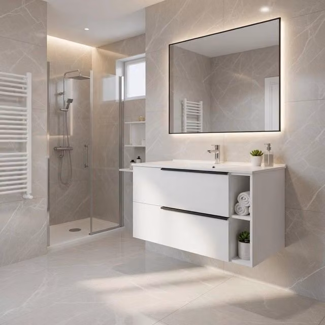 Base sospesa con cassetti cm 90 mod. LOFT - Bianco Lucido