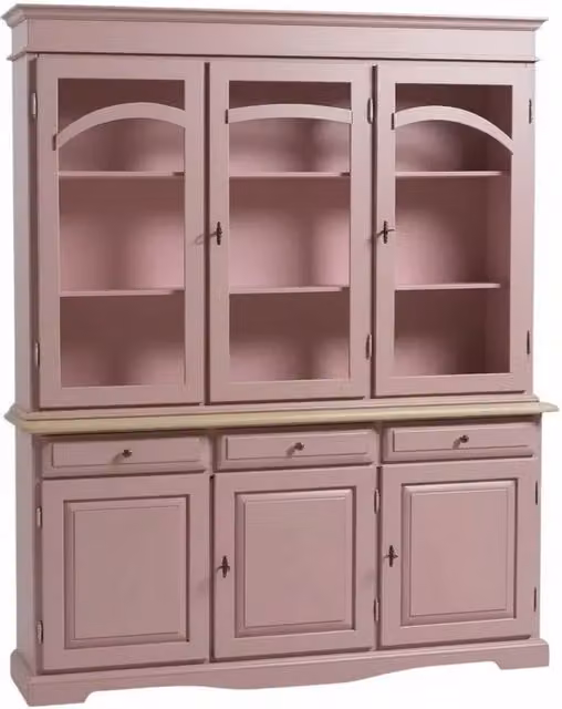 Cristalliera a 3 ante in legno laccato lavanda con ante in vetro Mobili 2G L/P/H: 156 x 42 x 205 cm