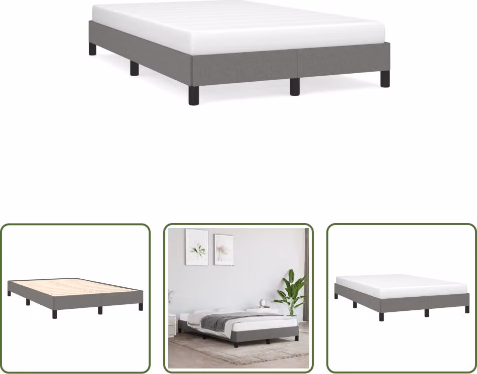 The Living Store Struttura letto grigio scuro 120x190 cm in tessuto