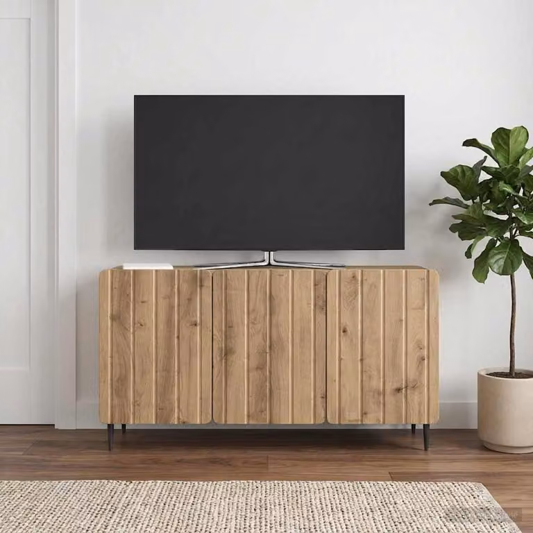 Mobile TV vidaXL in Rovere Artigianale con Ruote, L 99 x P 34,5 x H 52 cm