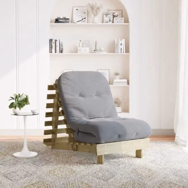 Divano Letto Futon con Materasso-Sofa Letto-Daybed 70x206x11cm Pino Impregnato