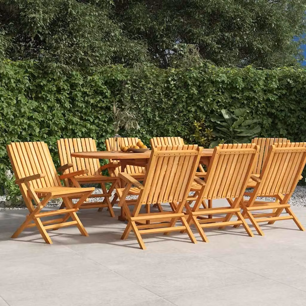 Set di 8 sedie pieghevoli vidaXL in legno di teak marrone con braccioli, L/P/H: 61 x 45 x 90 cm