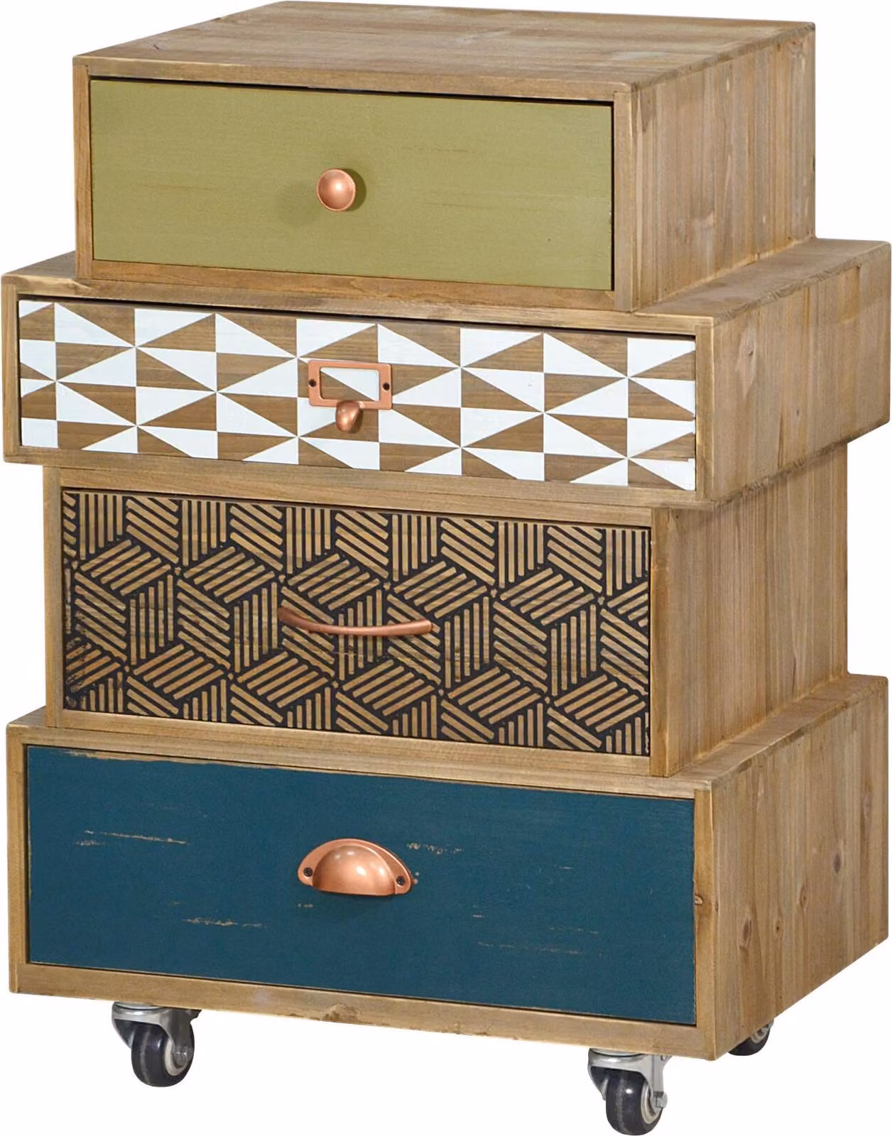 FURNLUX Portofino cassettiera Verde E Blu E Beige 50cm / Colore principale: Beige / Dimensioni: 50 x 70 x 34 cm