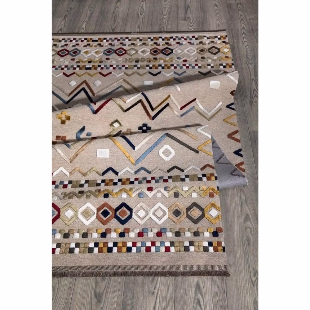Tappeto rettangolare con decori etnici e astratti multicolor beige antiscivolo L: 160 cm, P: 230 cm – 2