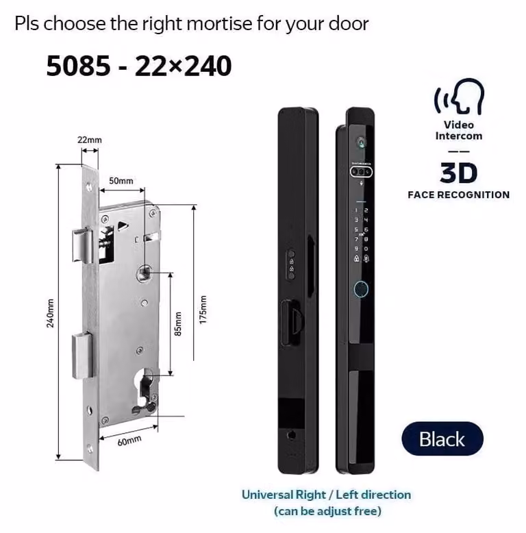 Serratura elettronica slim, con sistema biometrico, controllabile tramite app, grado di protezione IP66 (resistente all'acqua) e disponibile in 6 modelli