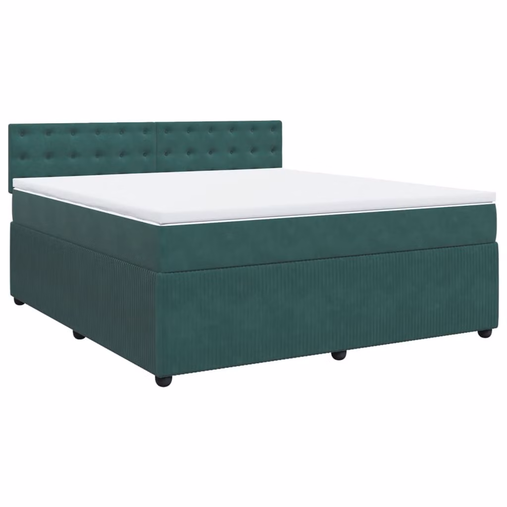 Giroletto a Molle con Materasso Verde Scuro 180x200 cm Velluto