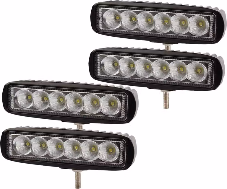 Greenmigo, set da 4 faretti LED da 18 W per fuoristrada, faretti da lavoro, riflettori, 1600 lm, IP67, 12 V/24 V, luce bianca, per set