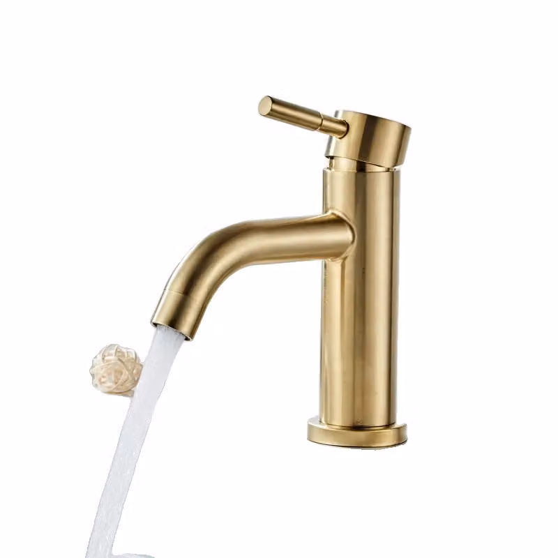Rubinetto da bagno in oro spazzolato, comando a una mano, miscelatore acqua calda e fredda, stile 2 oro spazzolato