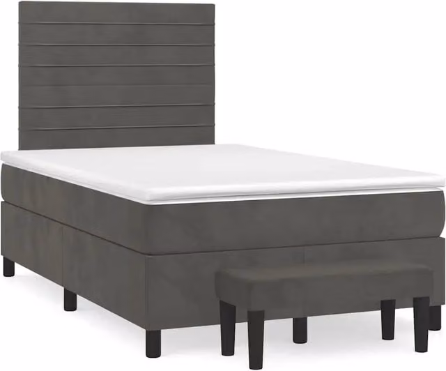 Giroletto a Molle con Materasso Grigio Scuro 120x190 cm Velluto 3270476