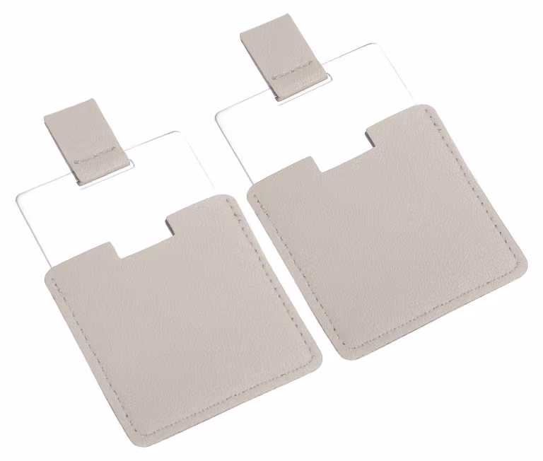 Set da 2 specchietti da tasca compatti, in acciaio inossidabile, color grigio chiaro