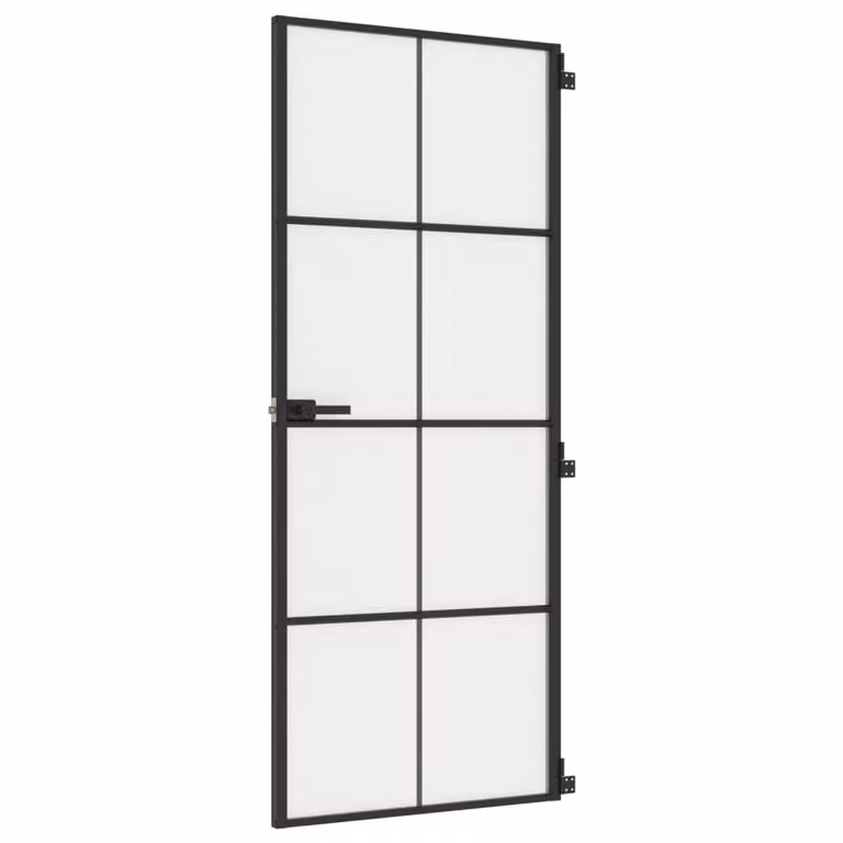 Porta Interni Sottile Nera 83x201,5cm Vetro Temperato Alluminio