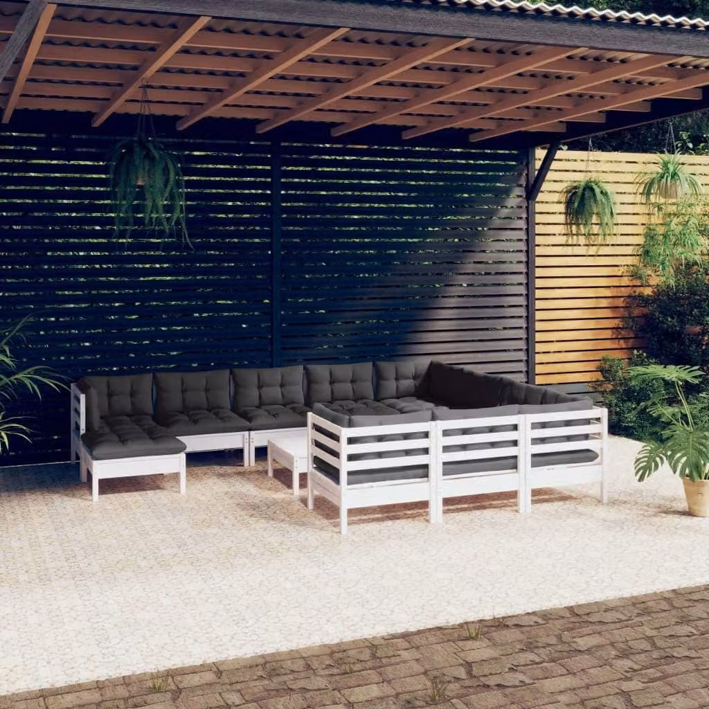 Maison Exclusive - Set Divani da Giardino 12 pz con Cuscini Legno di Pino Bianco