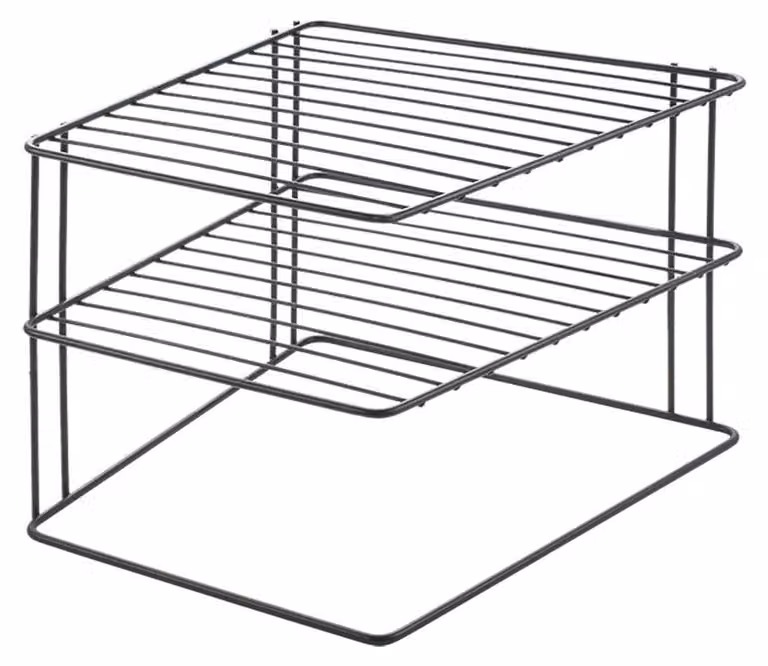 Scaffale angolare in metallo cucina nero Scaffale per piatti Scaffale per piatti Inserto per armadio ad angolo 2 livelli
