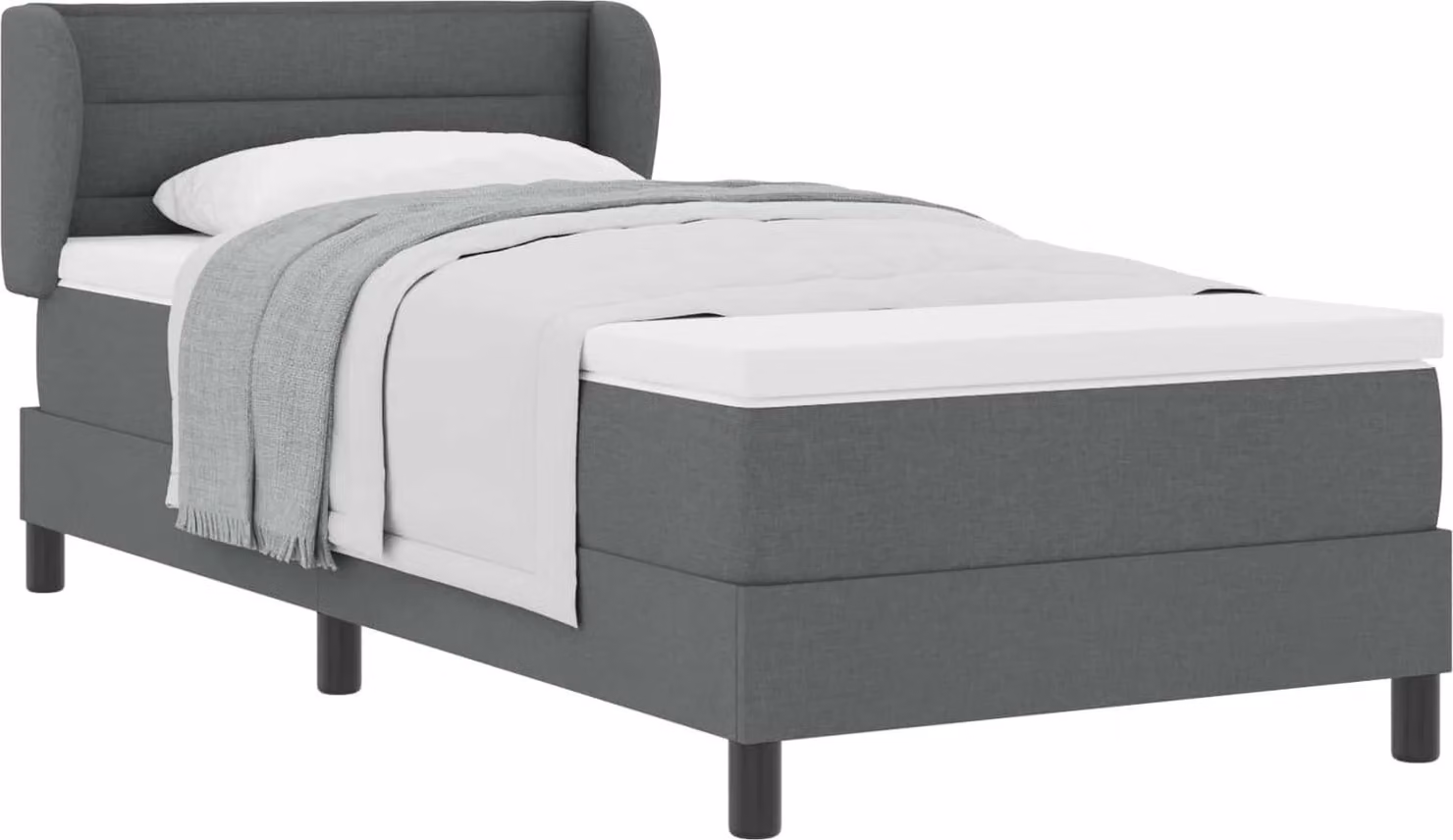 Letto a molle con materasso Grigio scuro 100 x 200 cm Tessuto