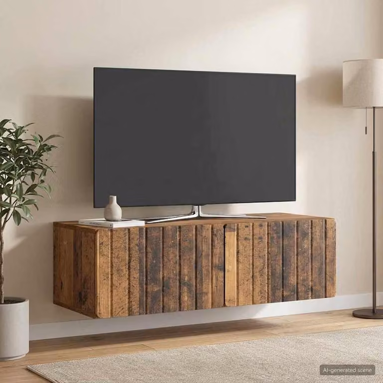 vidaXL Mobile Porta TV da Muro in Legno MDF Marrone, L 98 cm x P 41 cm x H 30 cm