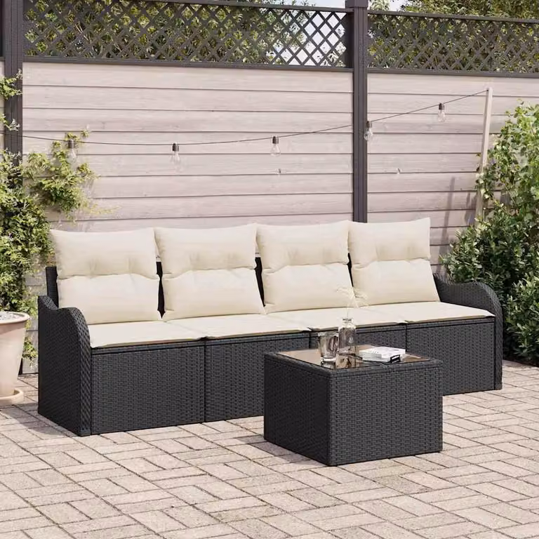 Maison Exclusive - Set Divano da Giardino Nero polyrattan
