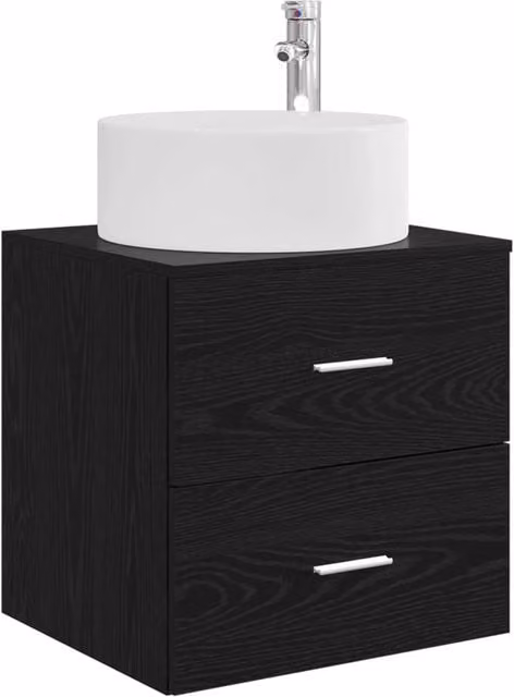 Mobile Lavabo | Armadio Lavabo da Parete Rovere Nero 49,5 x 44,5 x 65,5 cm